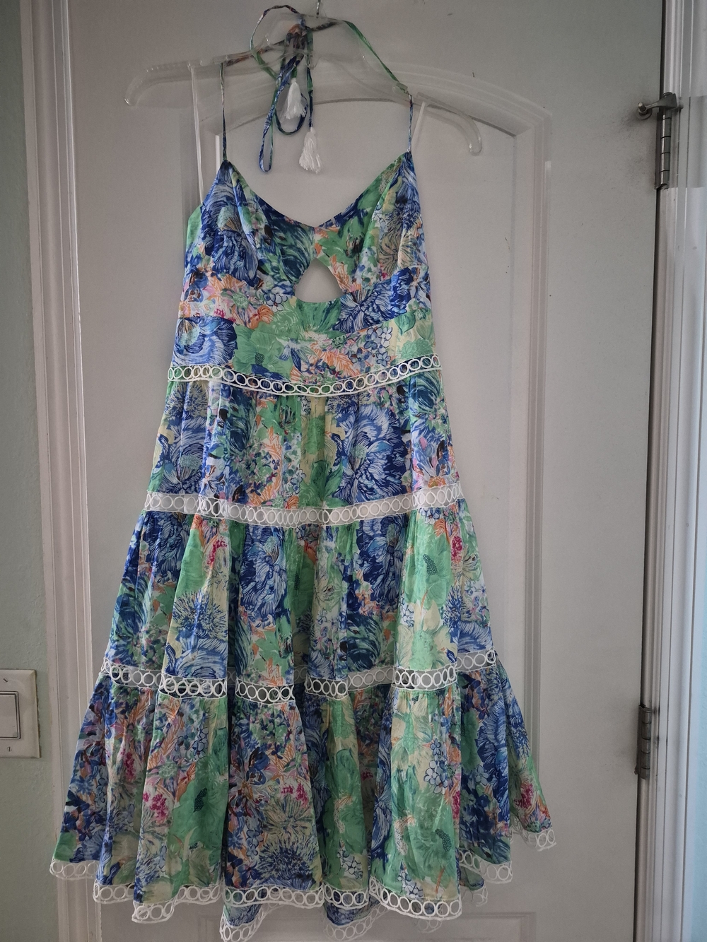 Halter Tiered Sundress Green & Blue - Picture 4 of 5